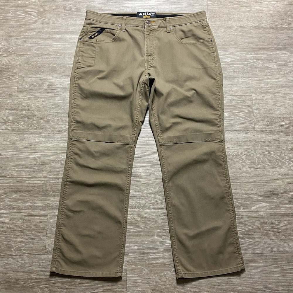 Ariat Rebar M4 Low Rise Canvas Bootcut Pants Men's 40X30 Brown Pockets Workwear